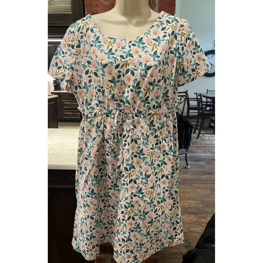 Unbranded Floral Cotton Midi Baby Doll Dress Tie Waste Sz M